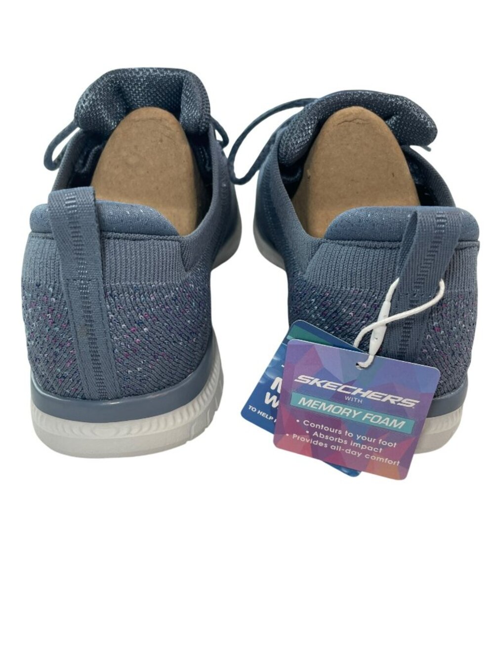 Skechers Virtue Rainy Romance Waterprf Memory Foam Sneakers Blue Wmns Sz 8.5 NIB - Picture 5 of 12